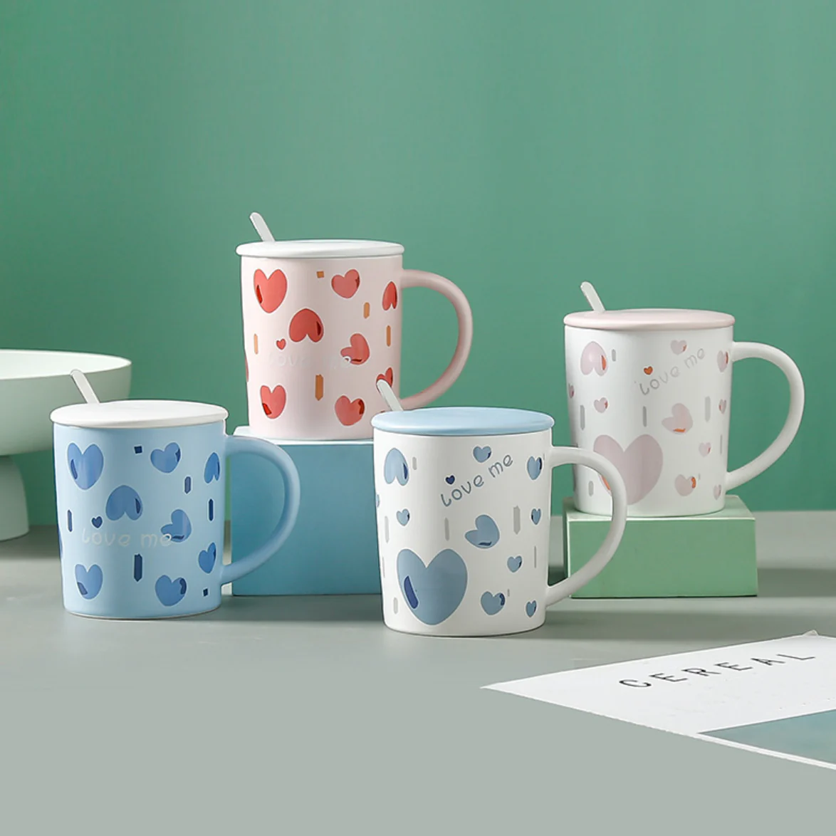 Love Design Mug with Lid - Image 5