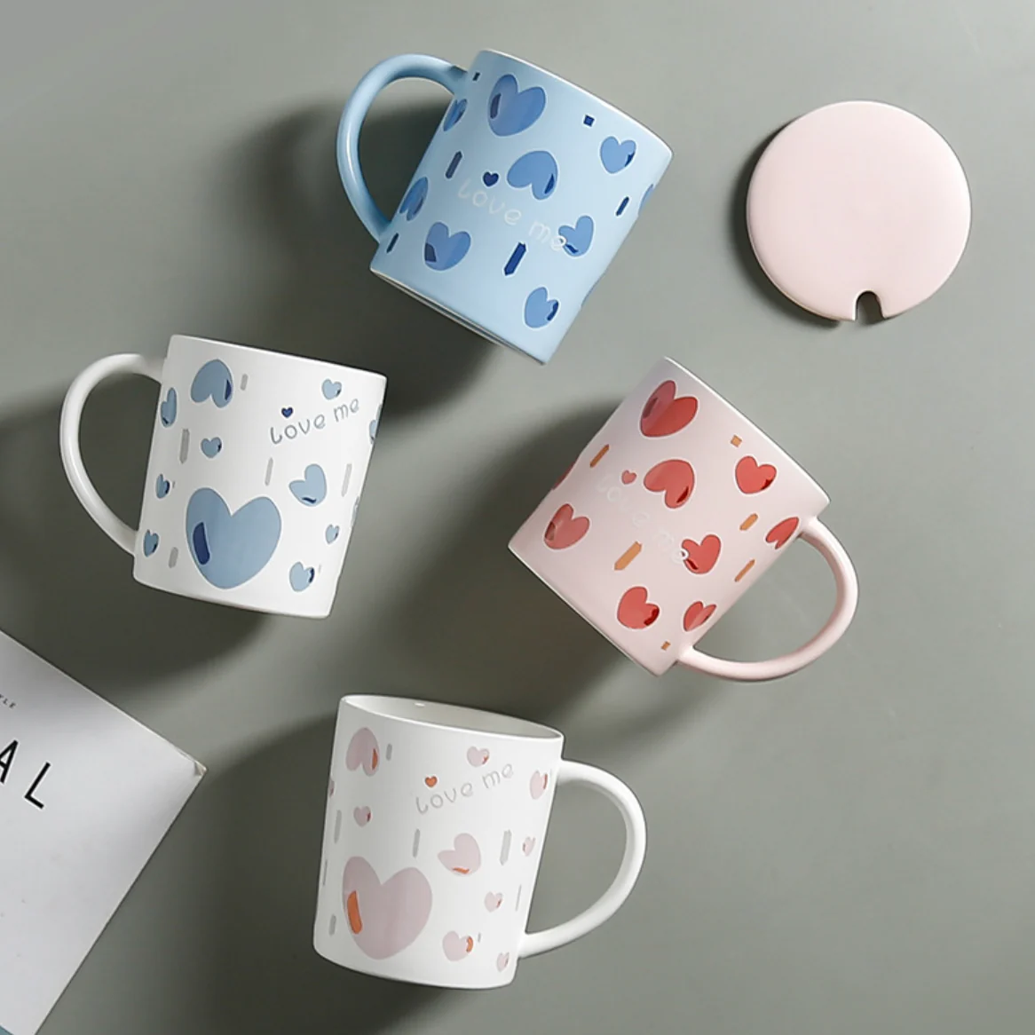 Love Design Mug with Lid - Image 7