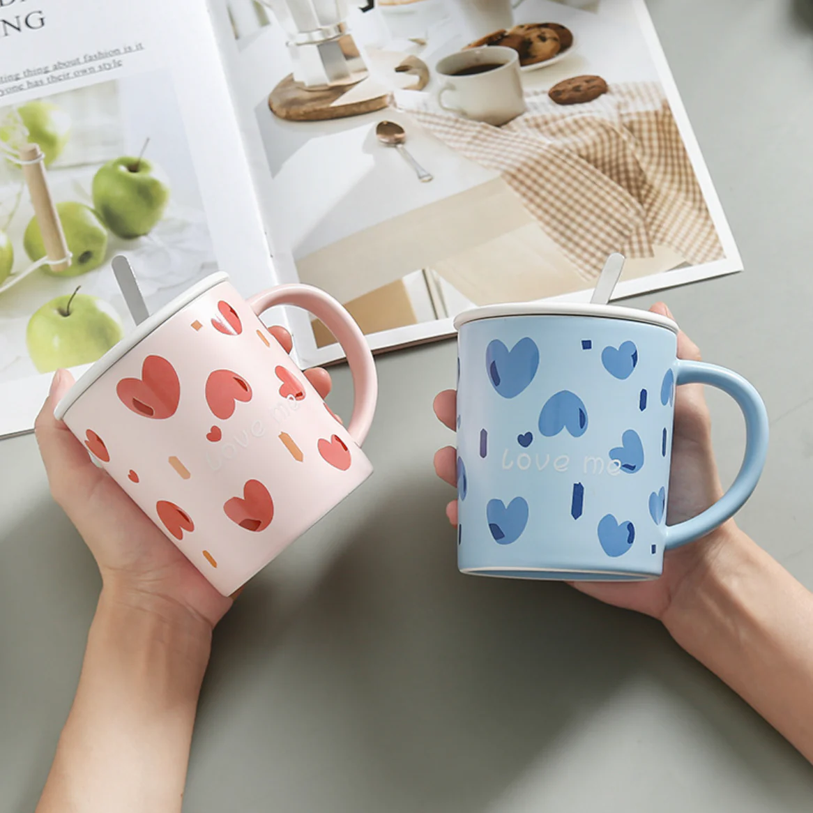 Love Design Mug with Lid - Image 8