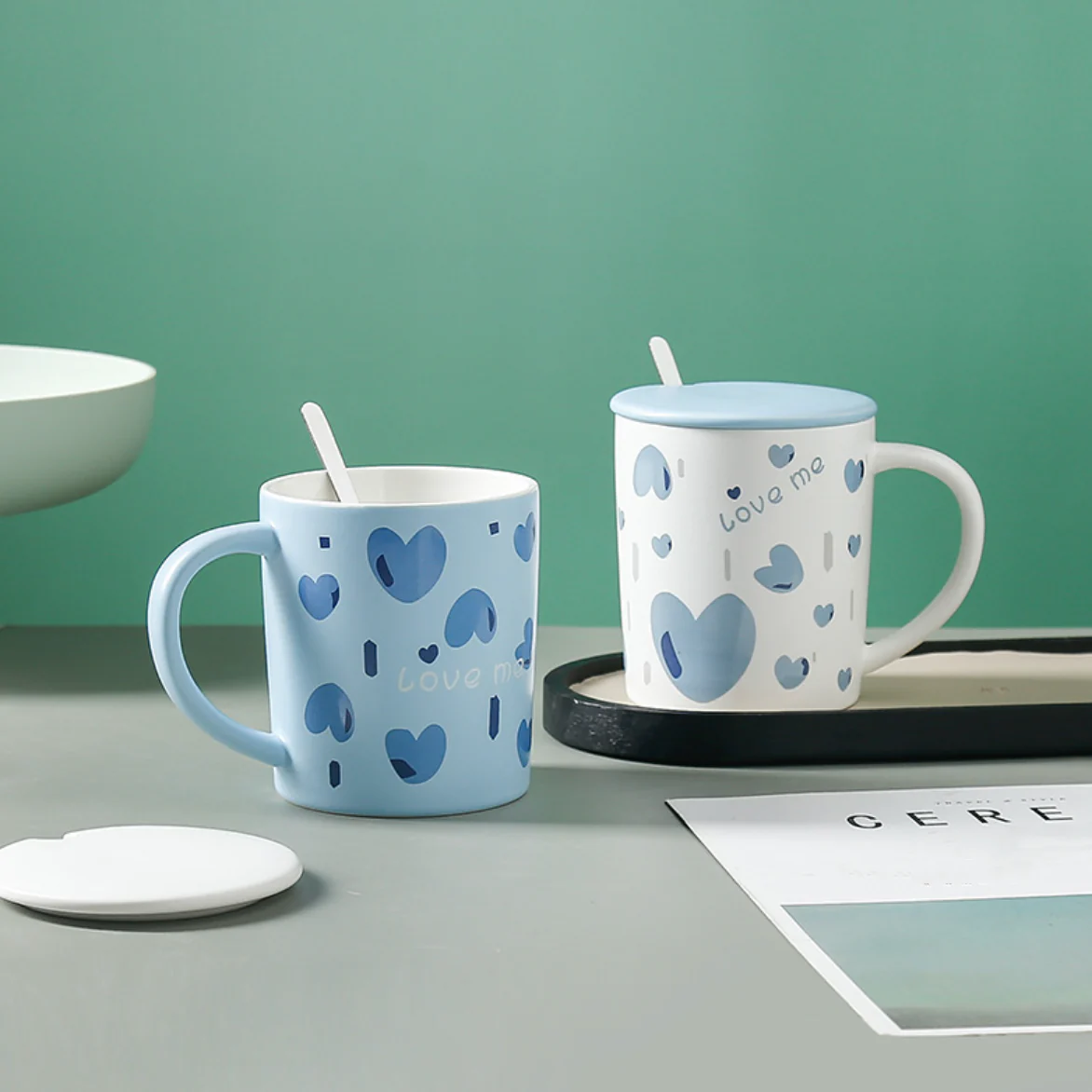 Love Design Mug with Lid - Image 9