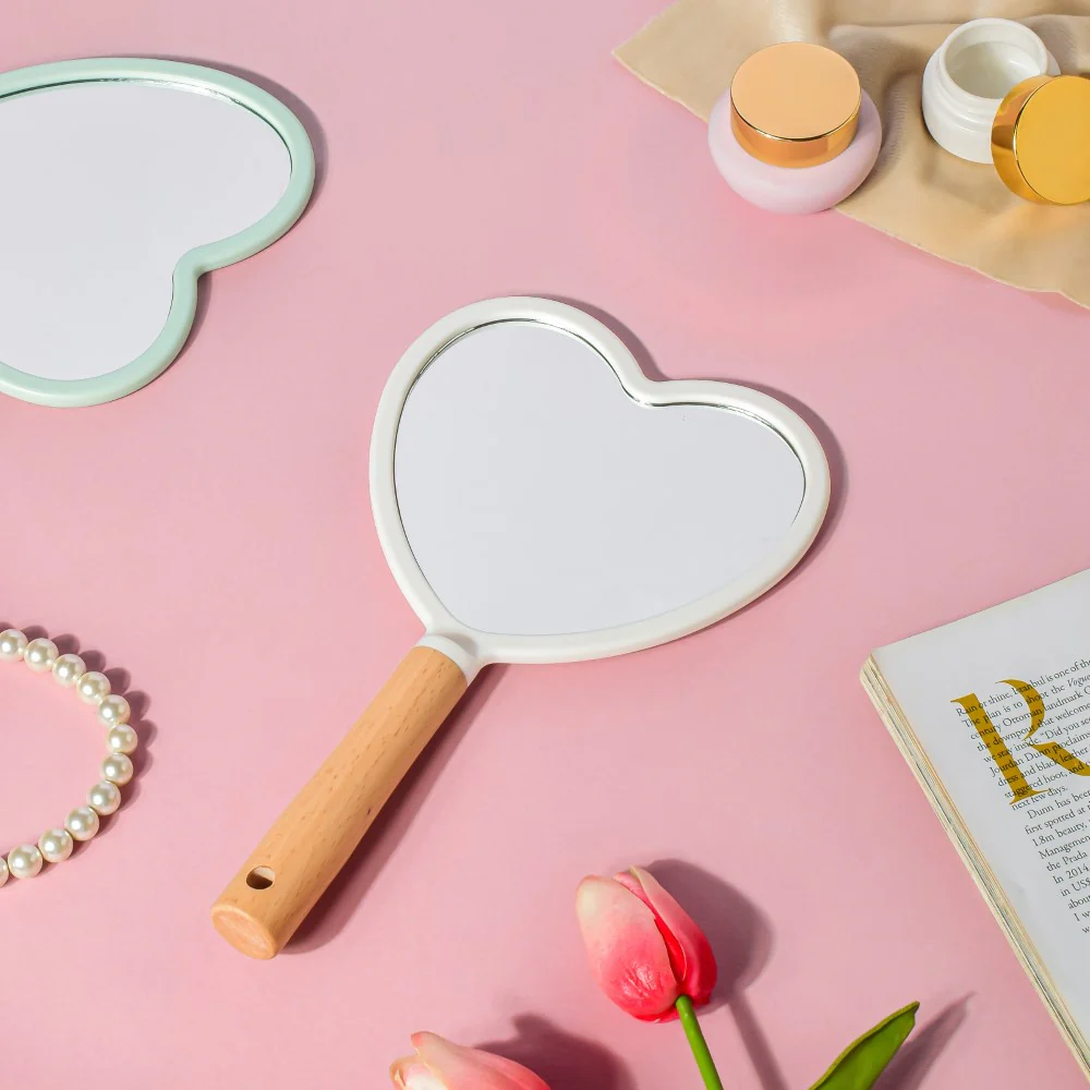 Love Heart Hand Mirror White