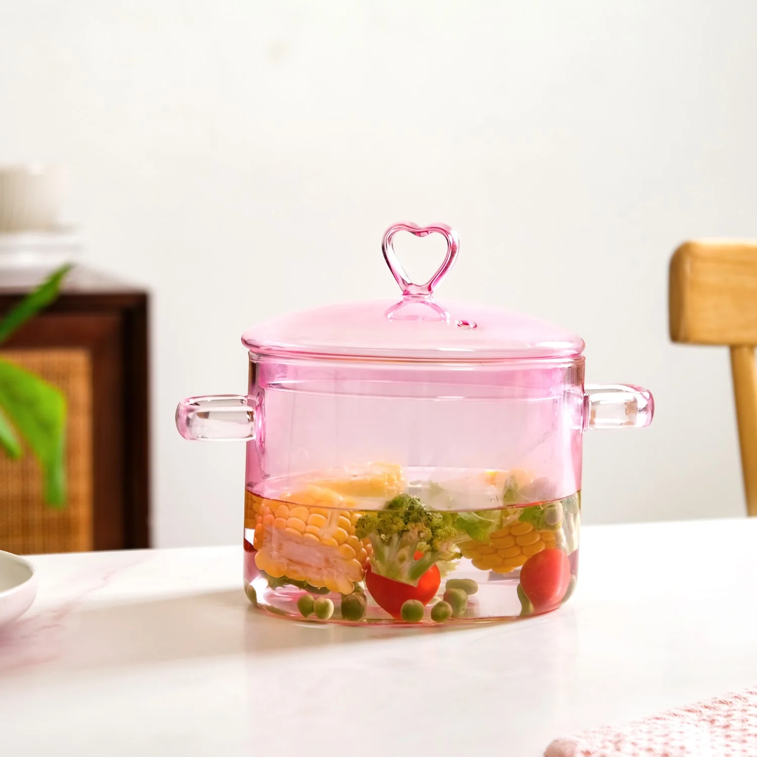 Love Pink Borosilicate Glass Cooking Pot 1250ml - Image 7