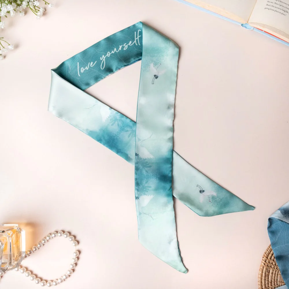 Love Yourself Satin Skinny Scarf Set Of 2 38 Inch - Image 14