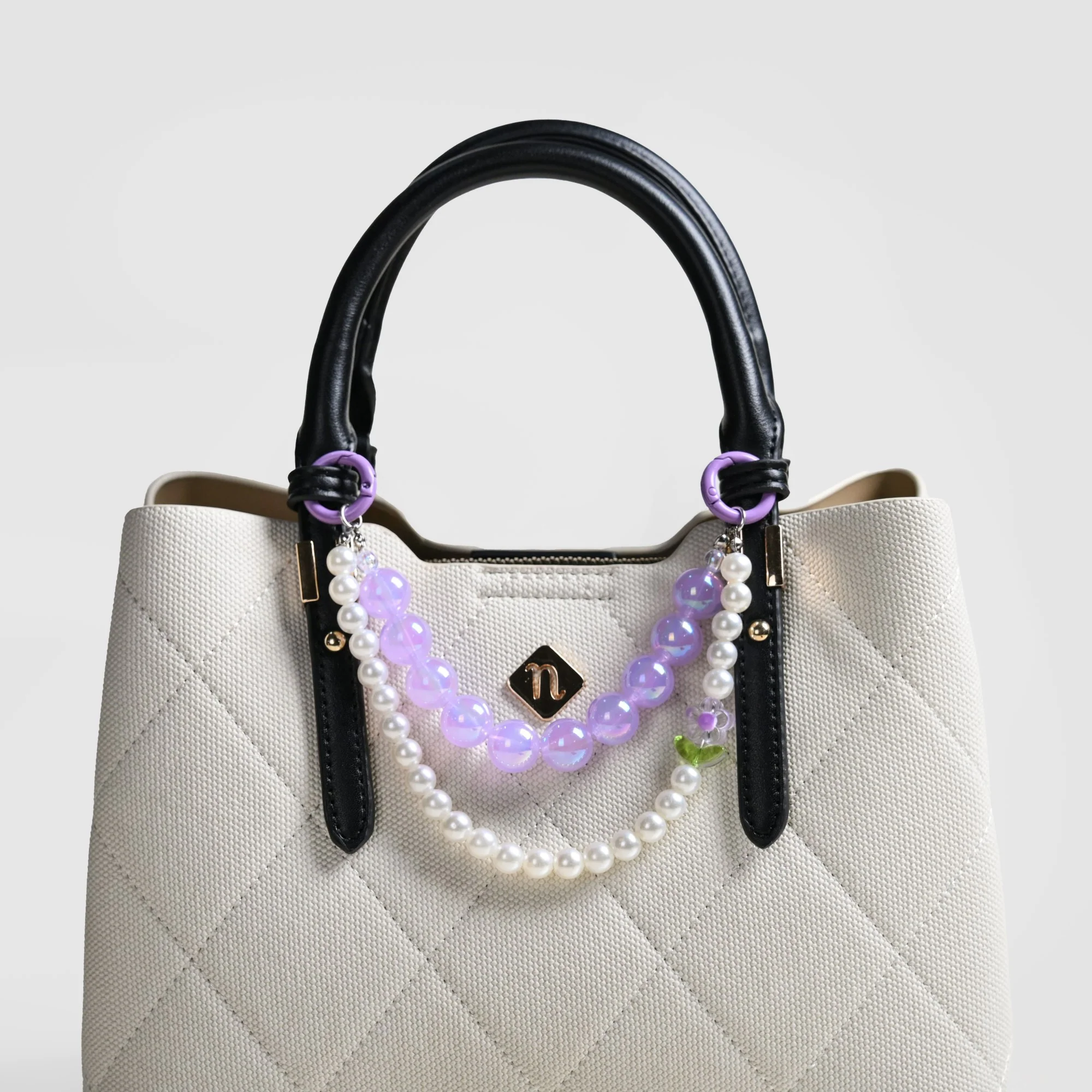 Lucky Lavender Pearl Beaded Keyring - Image 8