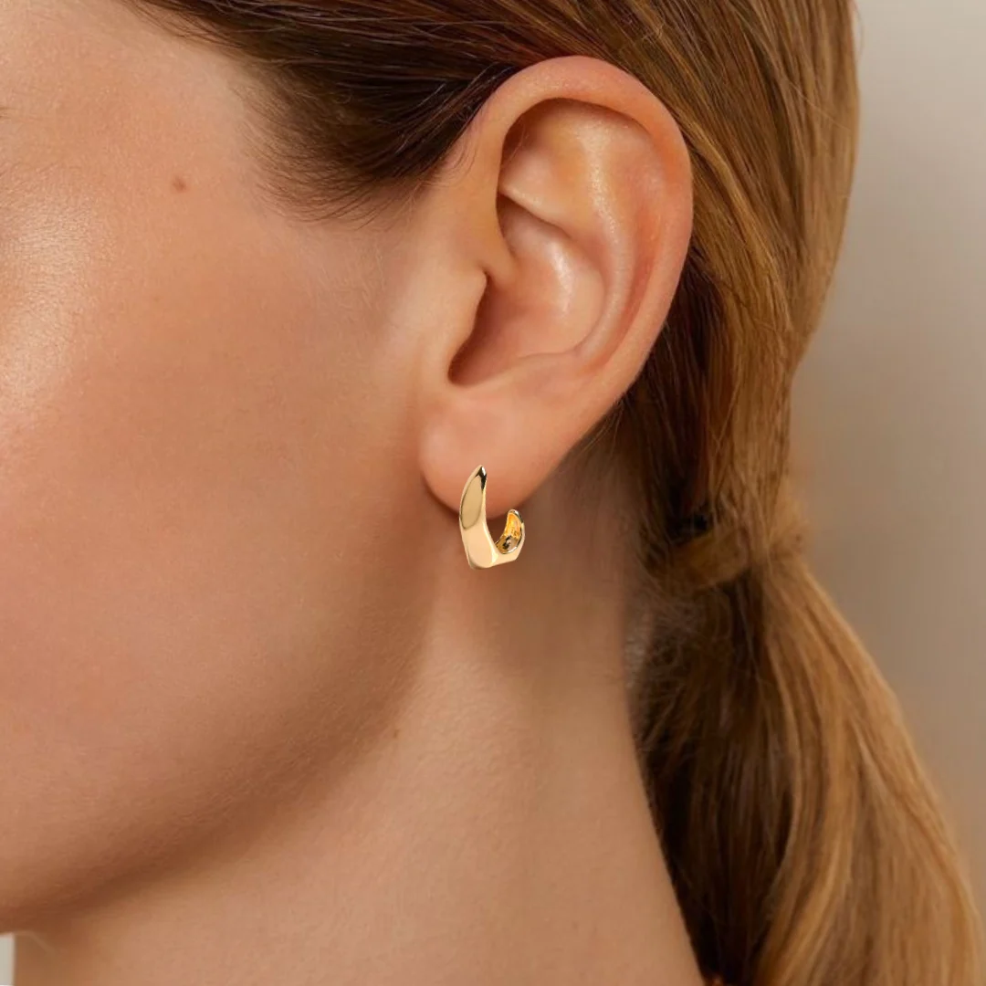 Lunar Cycle Gold Hoop Earrings - Image 2