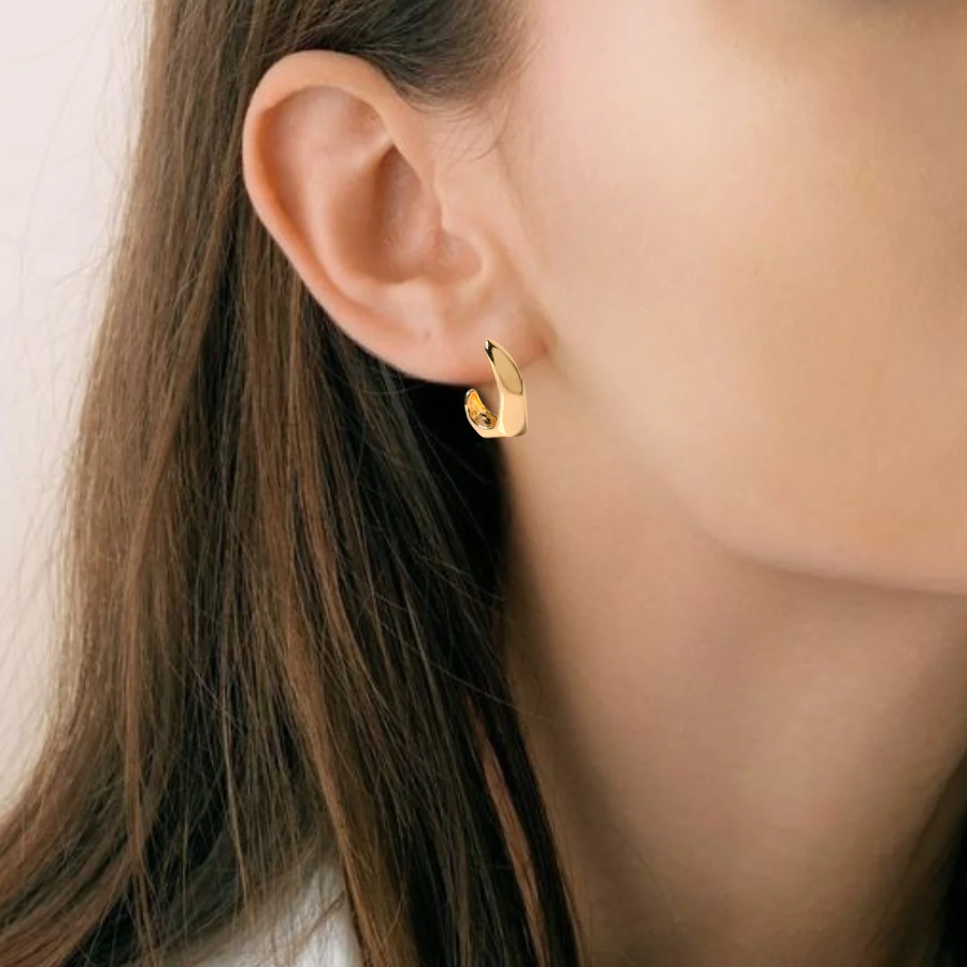 Lunar Cycle Gold Hoop Earrings - Image 5