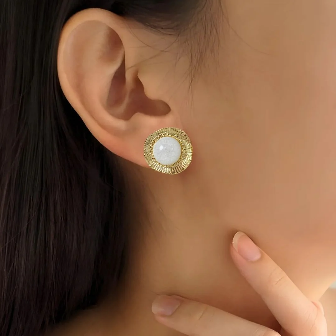 Lunar Glow Gold And White Studs - Image 2