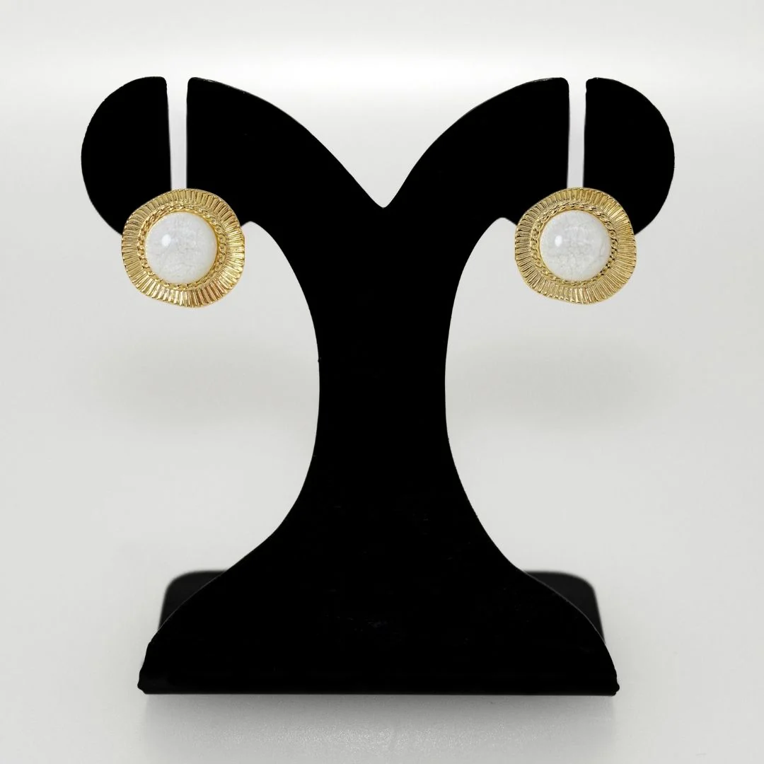 Lunar Glow Gold And White Studs - Image 6