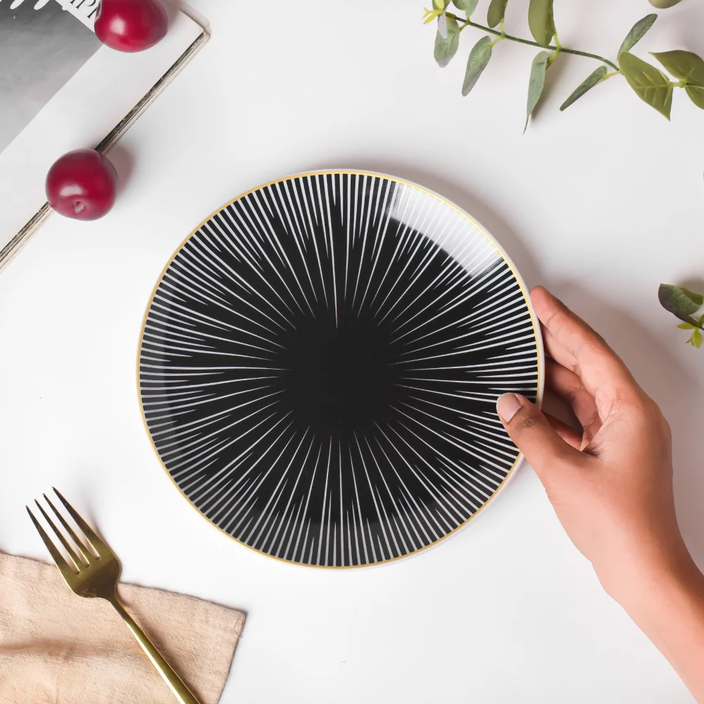 Lunaria Ceramic Snack Plate Black 8 Inch - Image 2