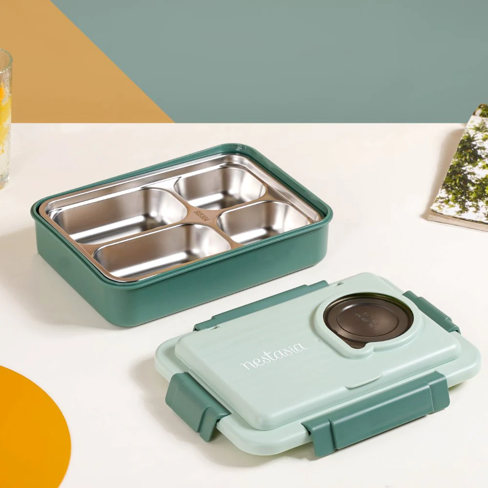 Lunch Box For Office Insulated 4 Compartment Green 1000ml - Image 13