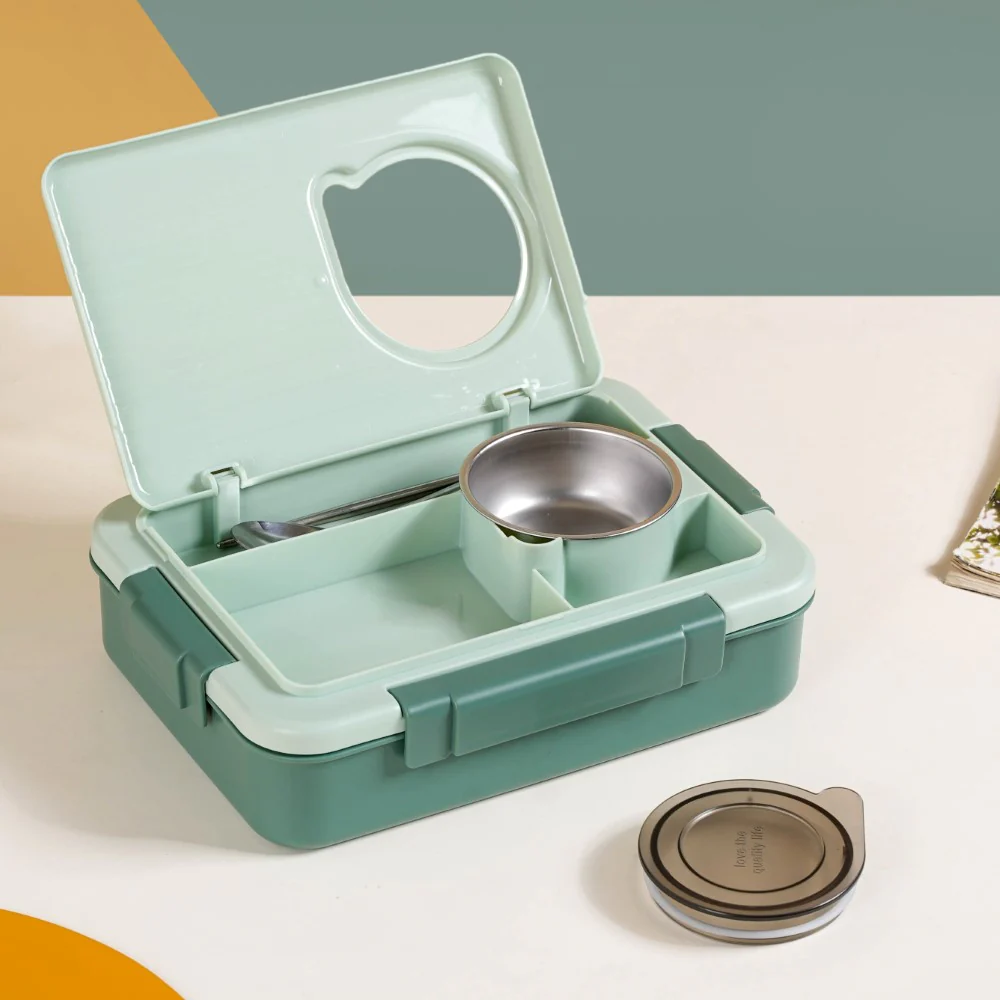 Lunch Box For Office Insulated 4 Compartment Green 1000ml - Image 21
