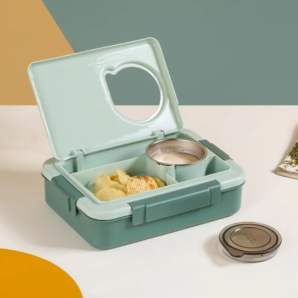 Lunch Box For Office Insulated 4 Compartment Green 1000ml - Image 22