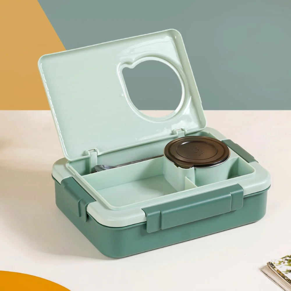 Lunch Box For Office Insulated 4 Compartment Green 1000ml - Image 31
