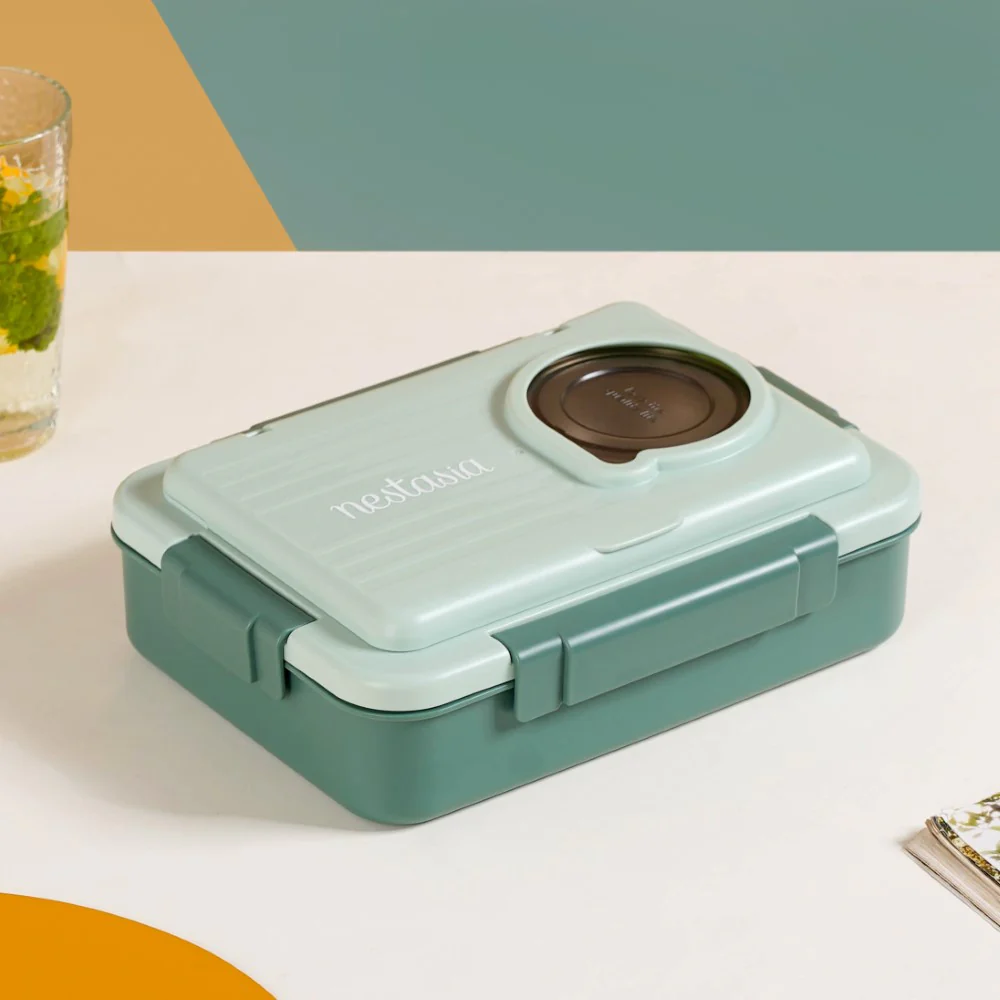 Lunch Box For Office Insulated 4 Compartment Green 1000ml - Image 9
