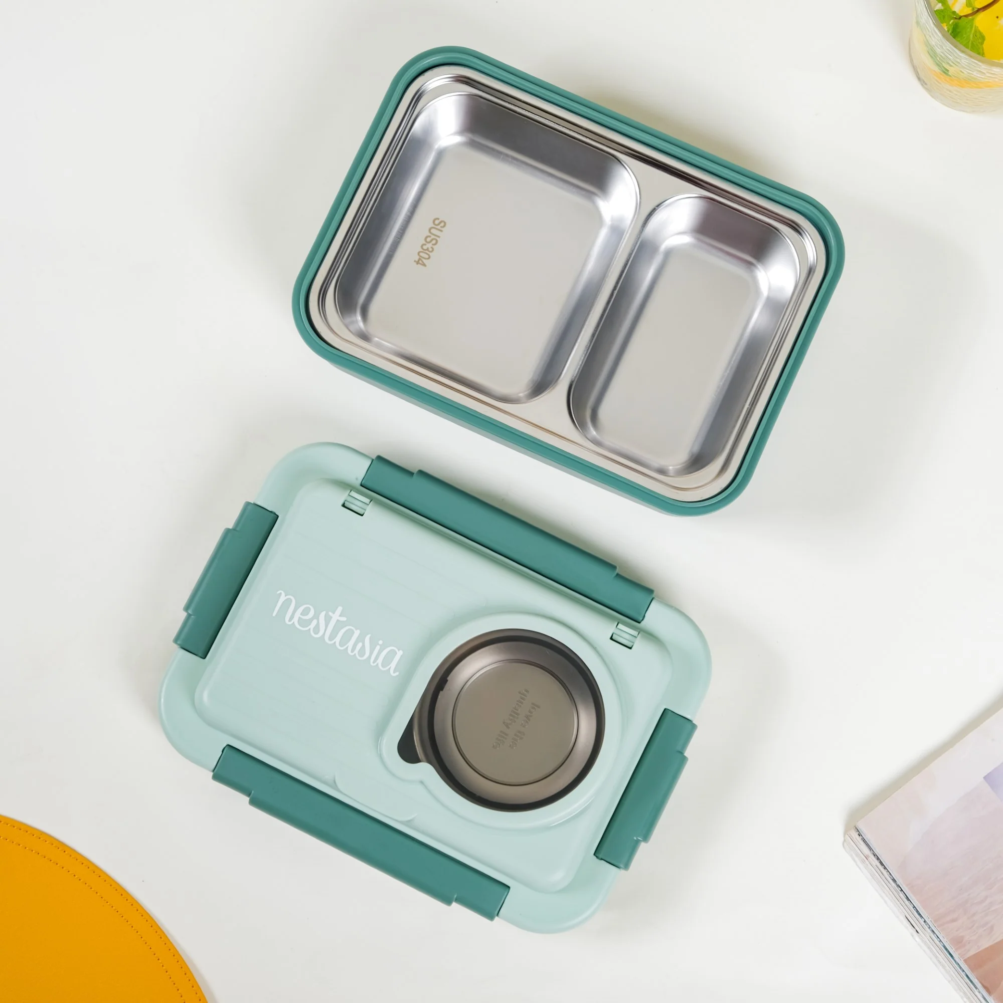 Lunch Box With 2 Sections Green 800ml - Image 11