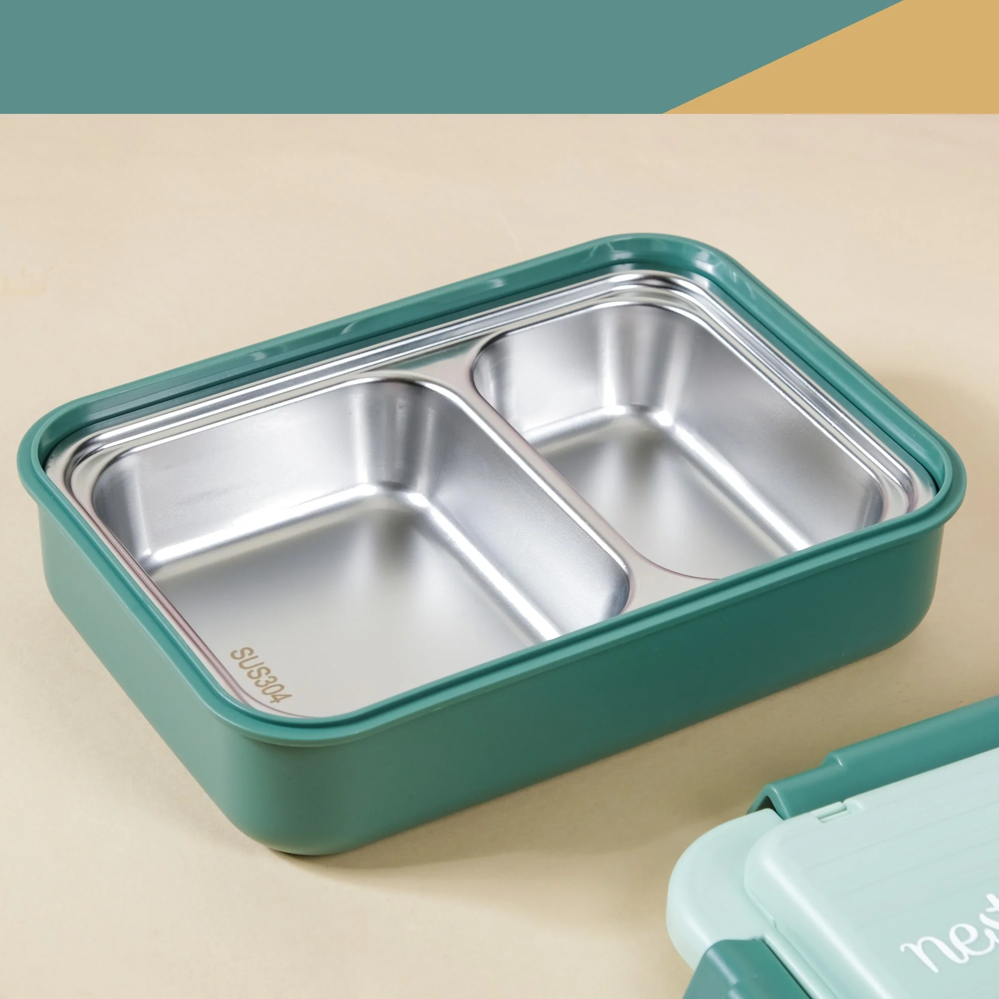 Lunch Box With 2 Sections Green 800ml - Image 22