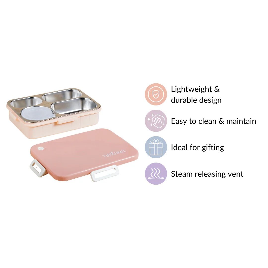 Lunch Box With 4 Compartments Pink 900ml - Image 9