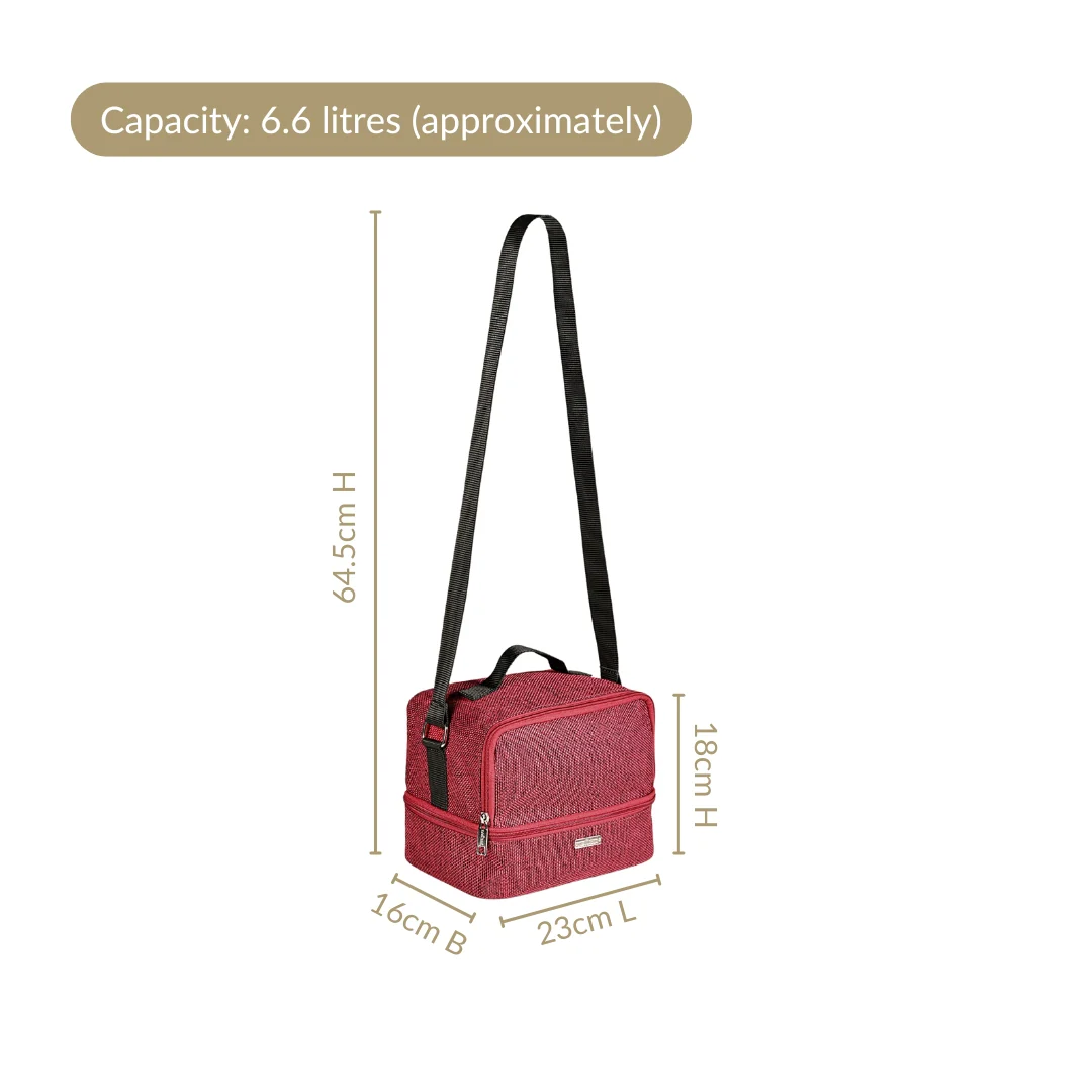 Lunchmate Sustainable Duo Compartment Lunch Bag Red - Image 3