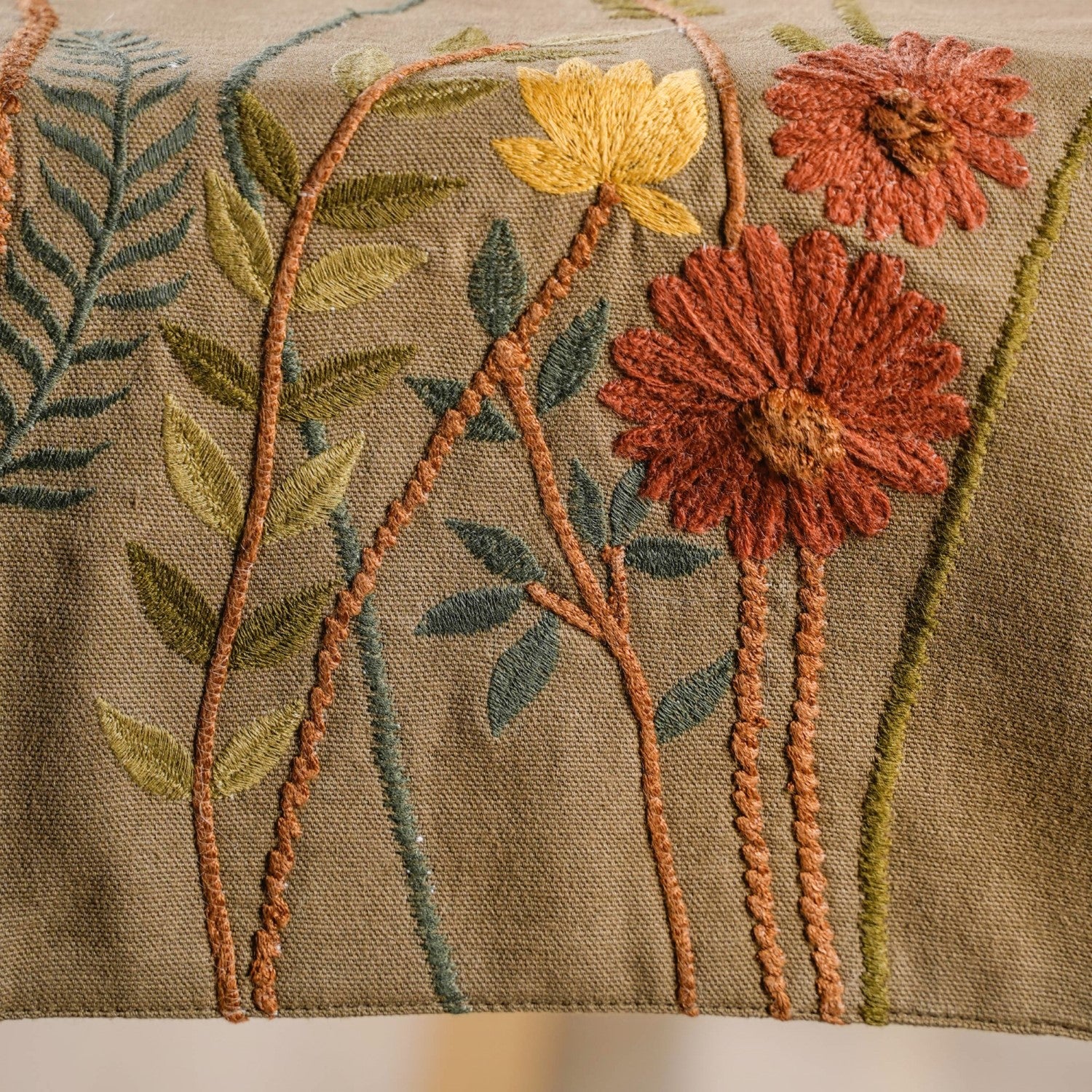 Lush Floral Embroidery Dining Table Runner - Image 3
