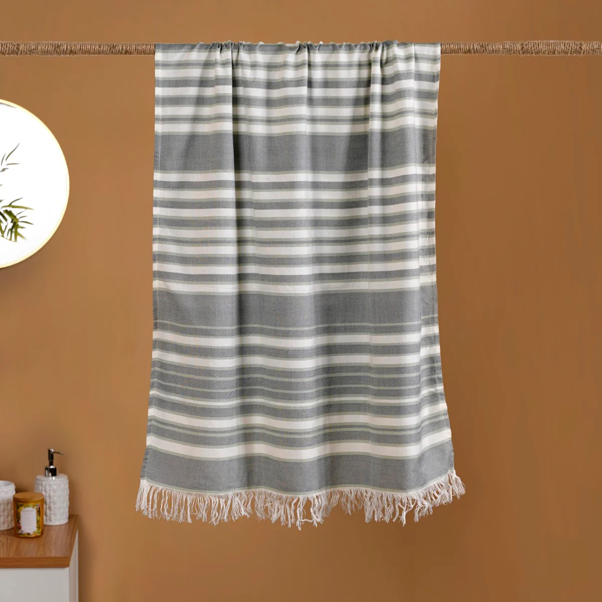 Greyish Green Turkish Bamboo Cotton Bath Towels Set Of 2 - Image 2
