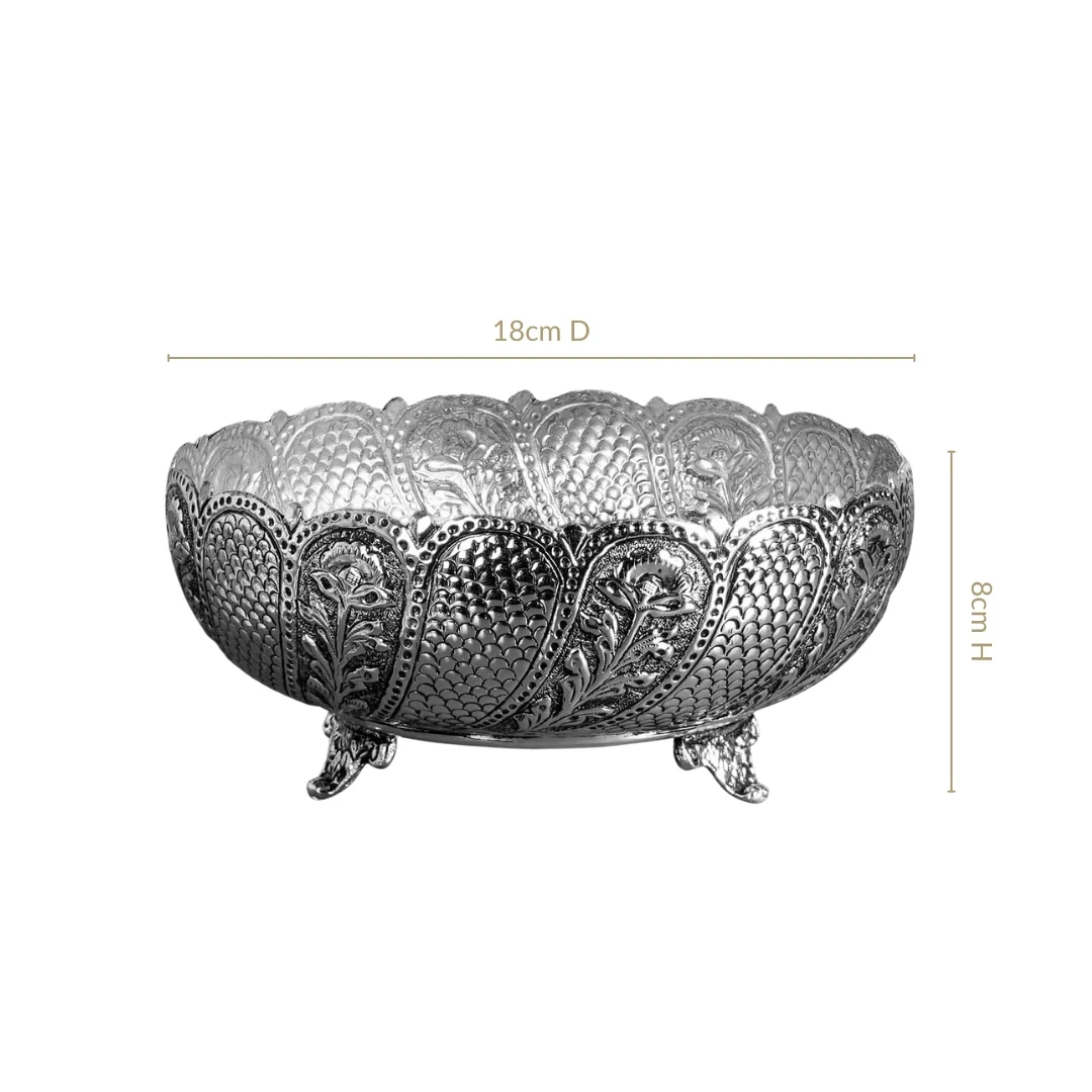 Lustre Brass Urli With Pure Silver Coating 18cm - Image 4