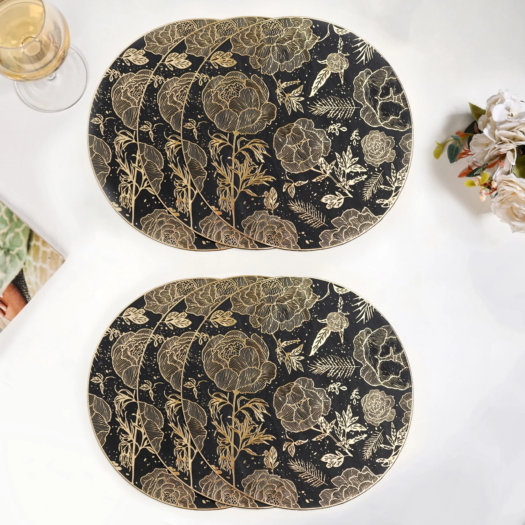 Luxe Black And Gold Placemats Set Of 6 - Image 2