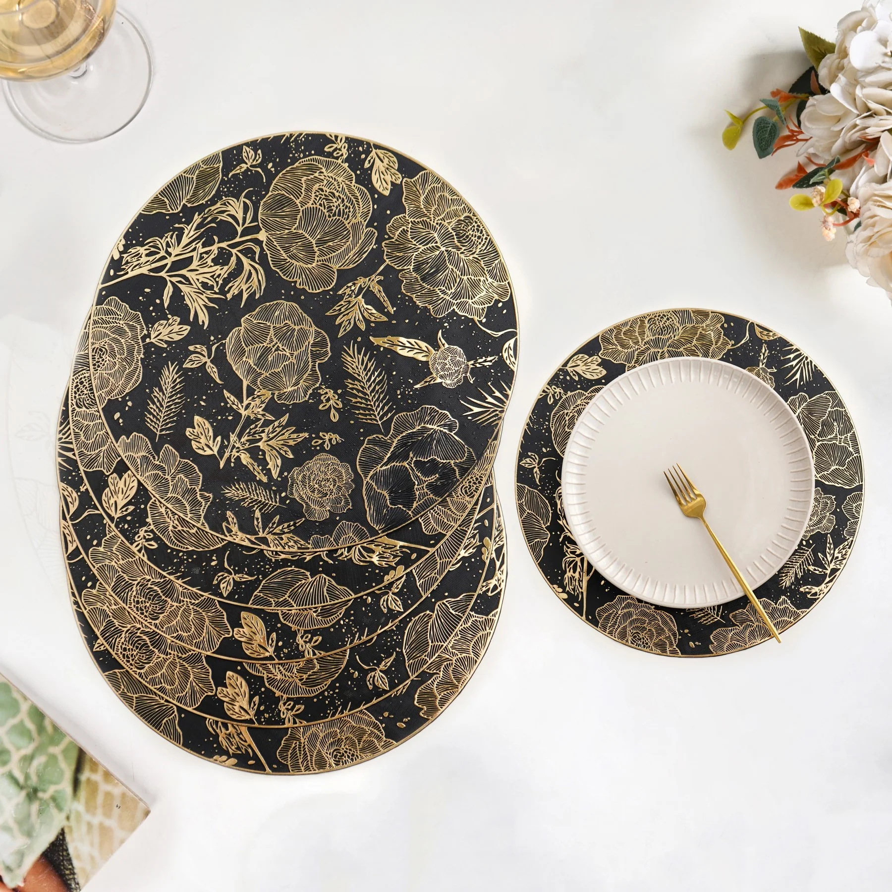 Luxe Black And Gold Placemats Set Of 6 - Image 7