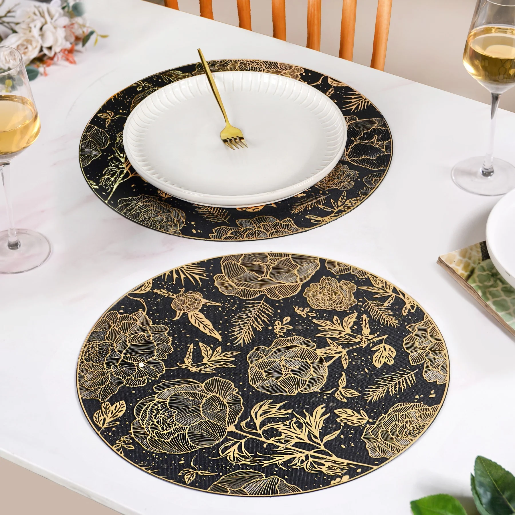 Luxe Black And Gold Placemats Set Of 6 - Image 9