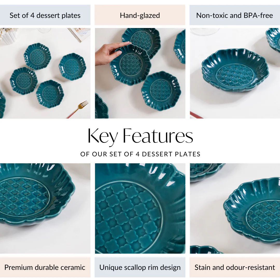 Luxe Ceramic Dessert Plate Green Set Of 4 6 Inch - Image 4