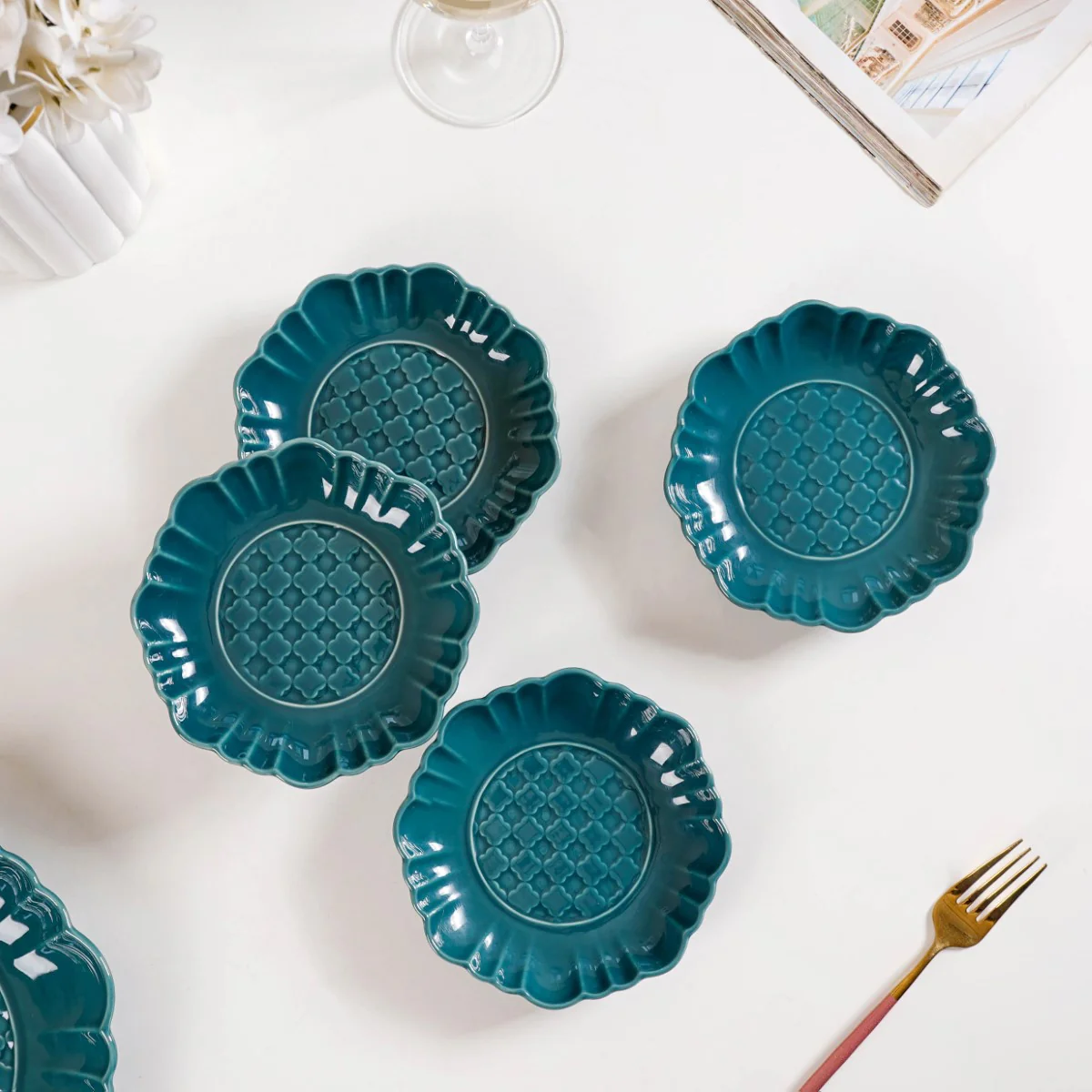Luxe Ceramic Dessert Plate Green Set Of 4 6 Inch - Image 7