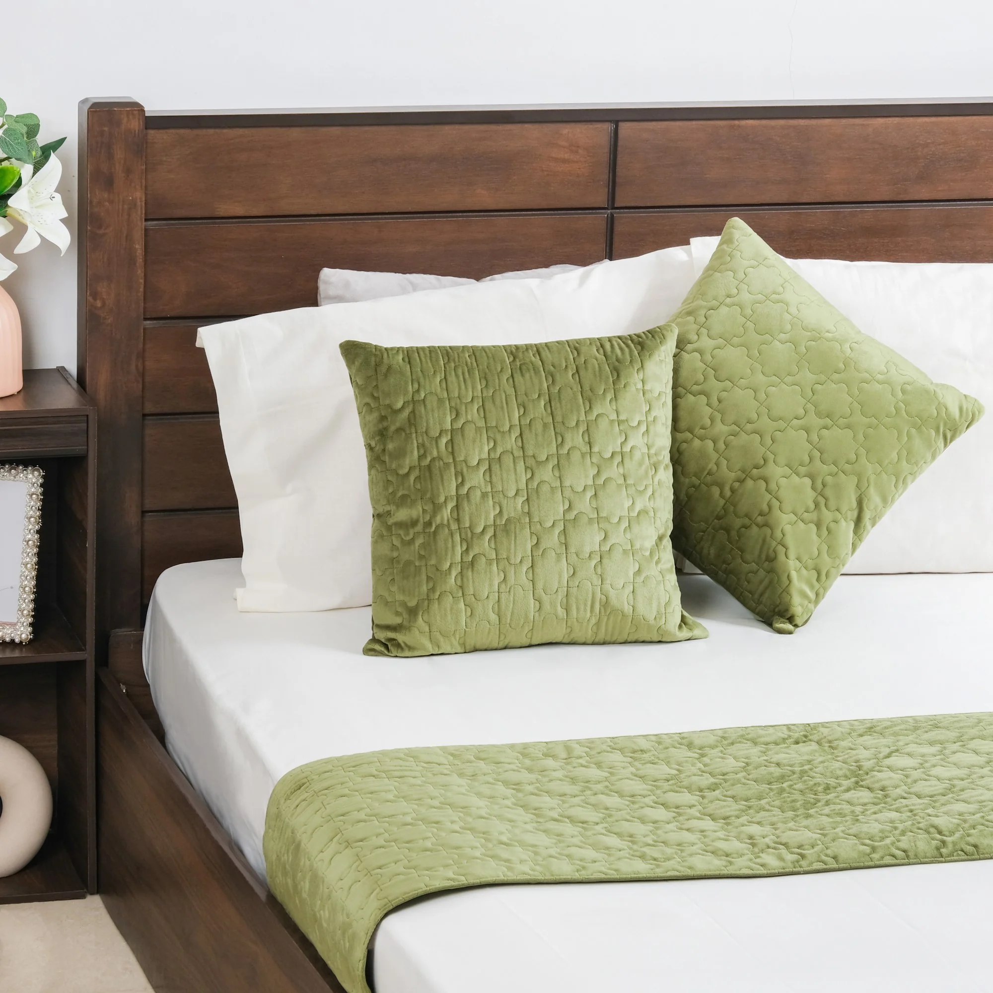 Luxe Cushion Cover & Runner Set Of 3 Green - Image 9