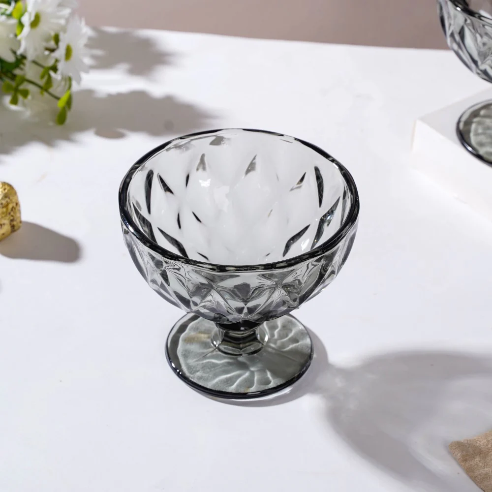 Luxe Glass Dessert Bowl Grey Set Of 6 300 ml - Image 8