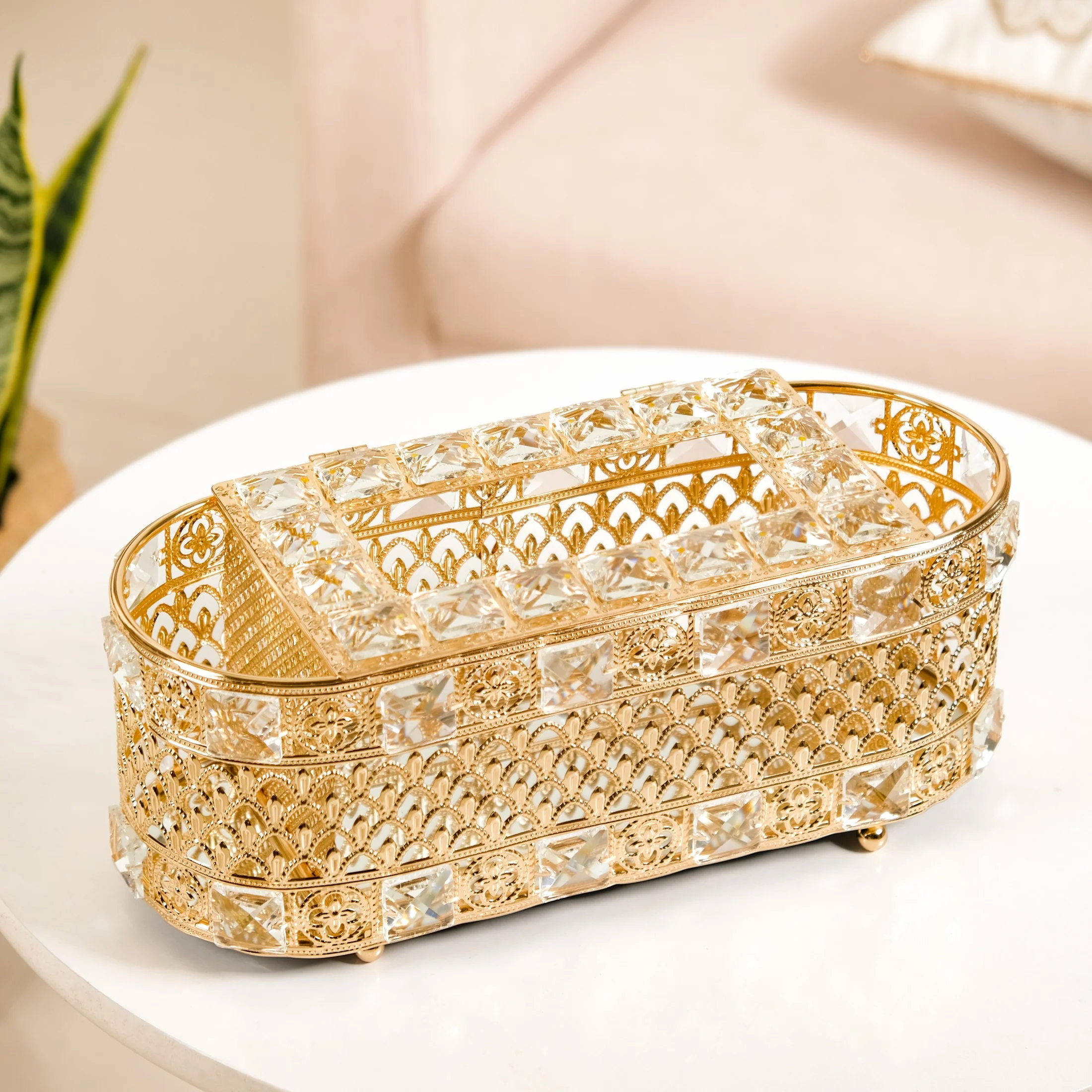 Luxe Gold Tissue Box With Compartments - Image 7