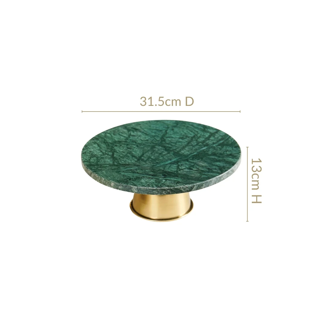 Luxe Green Marble Round Cake Stand - Image 3
