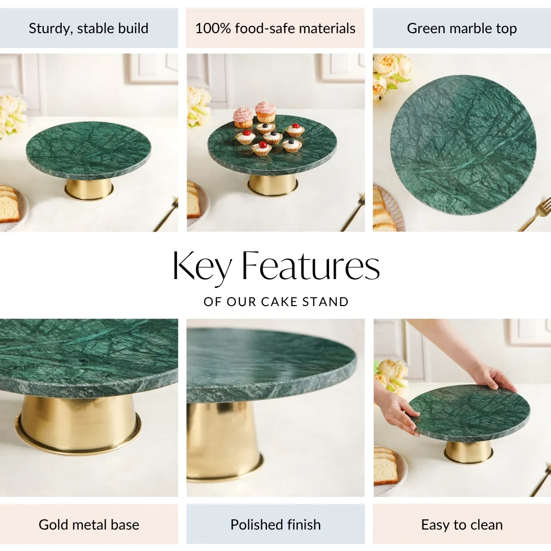 Luxe Green Marble Round Cake Stand - Image 4
