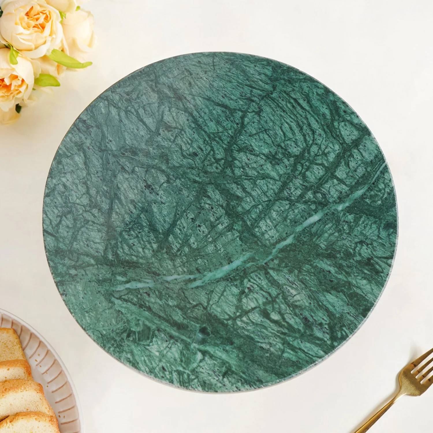 Luxe Green Marble Round Cake Stand - Image 5