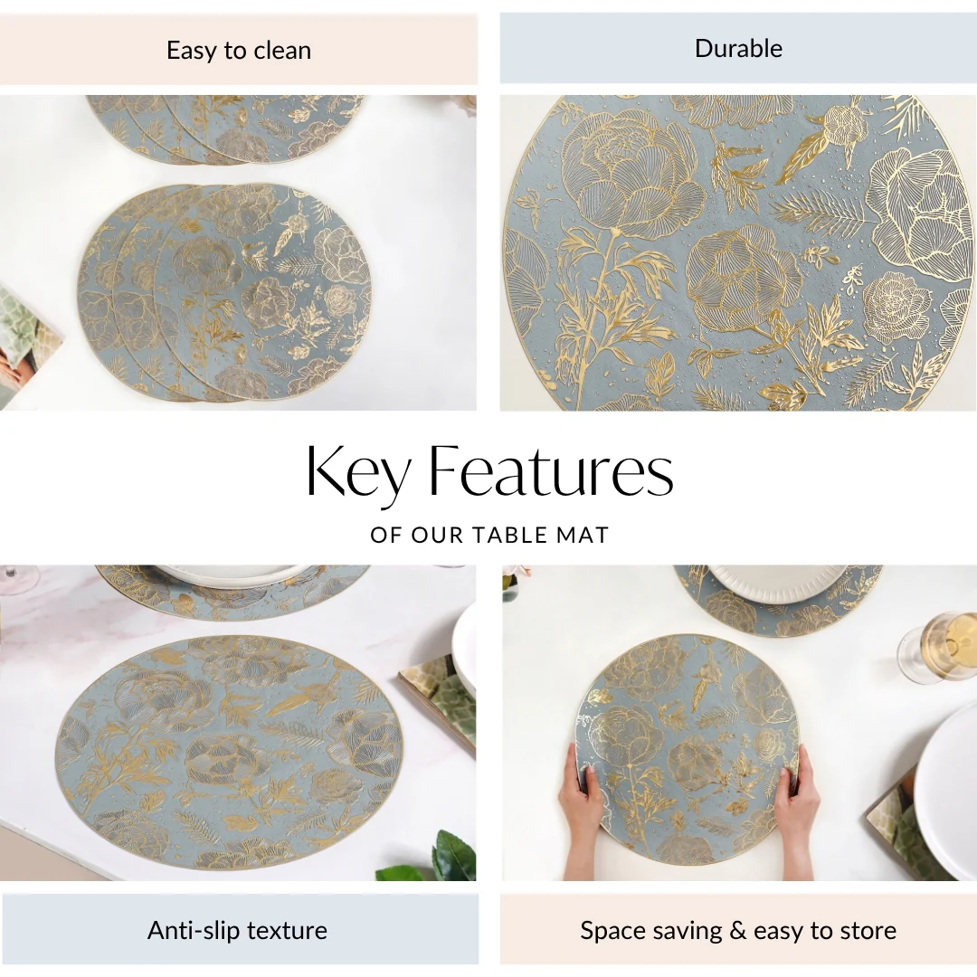 Luxe Grey Gold Table Mat Set Of 6 - Image 5