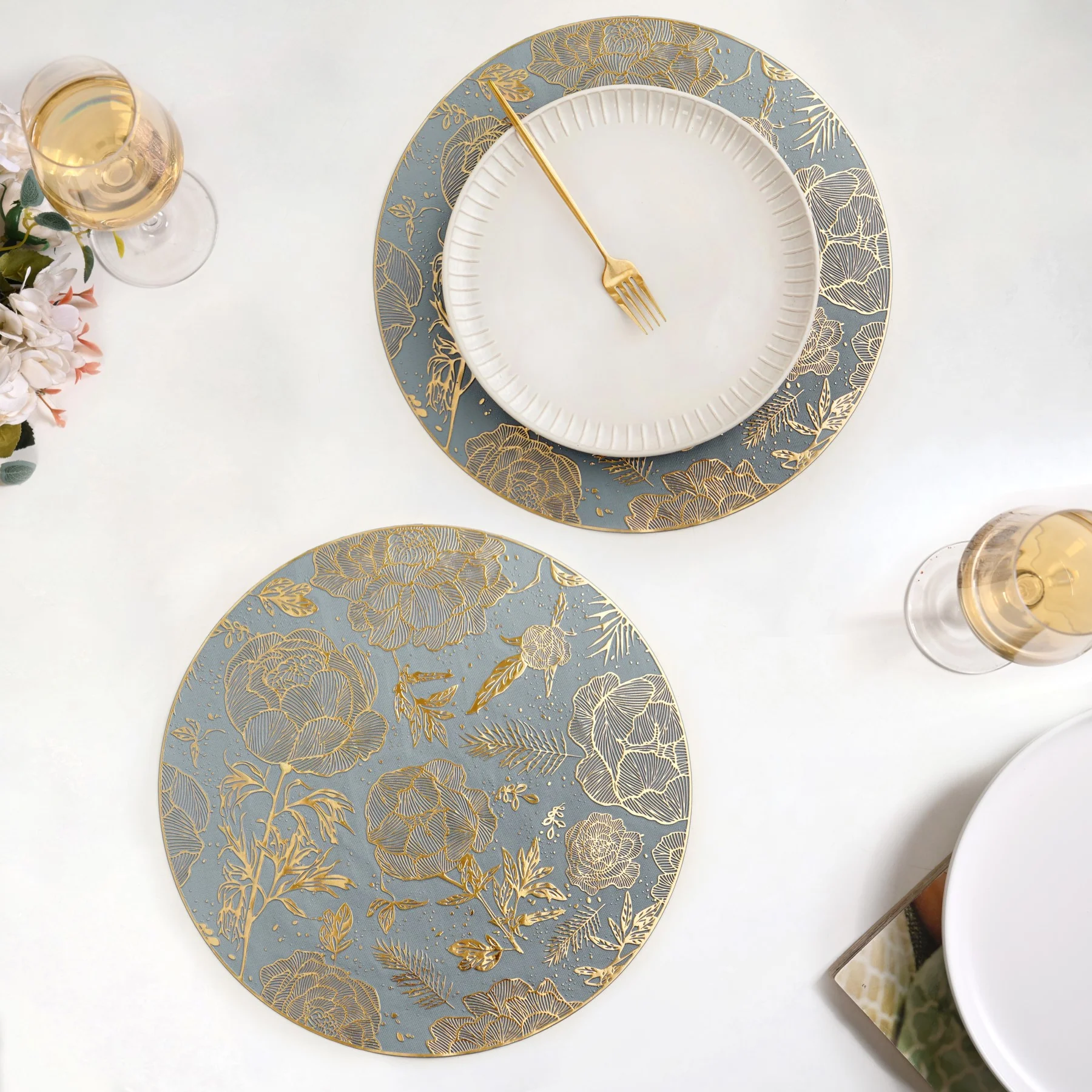 Luxe Grey Gold Table Mat Set Of 6 - Image 7