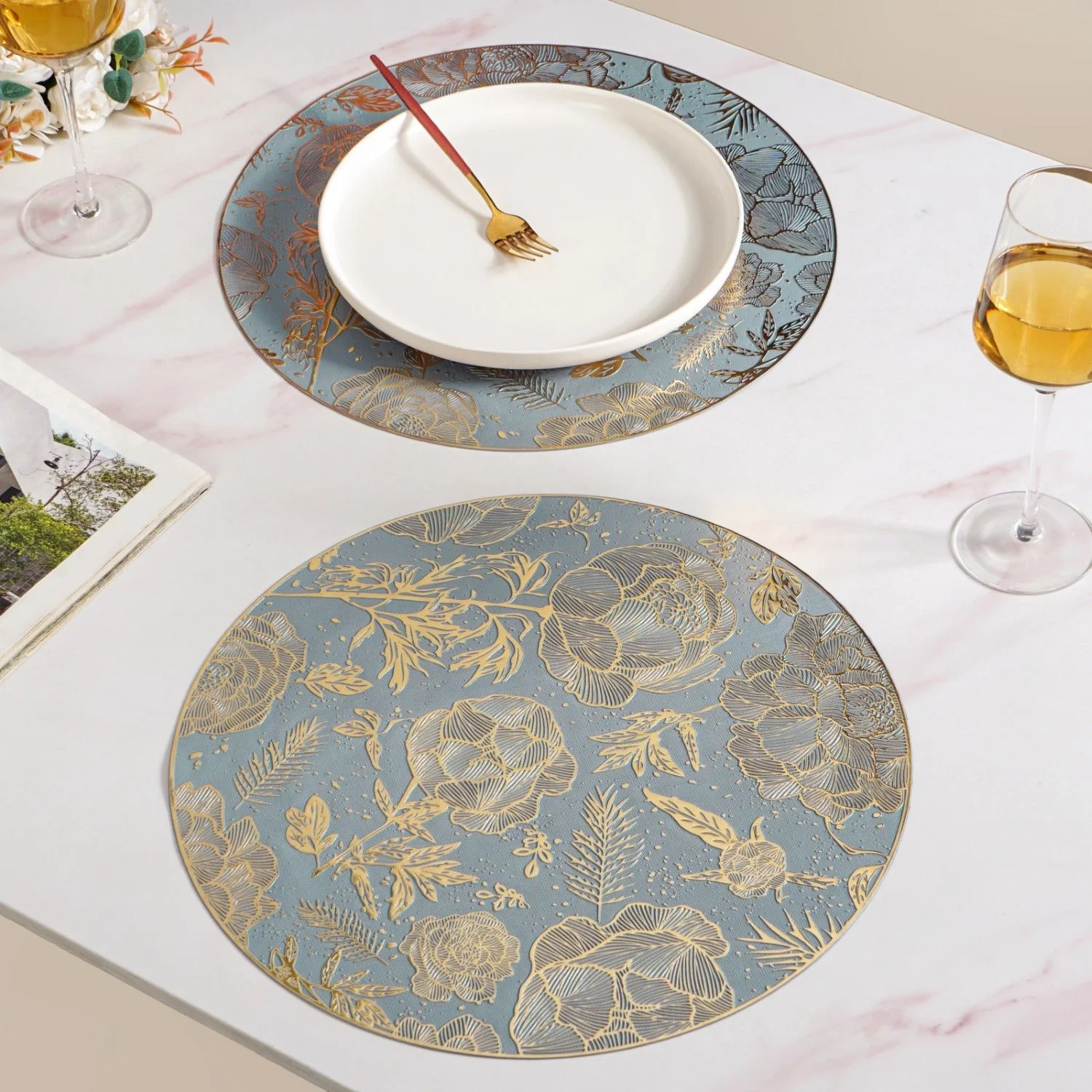 Luxe Grey Gold Table Mat Set Of 6 - Image 8