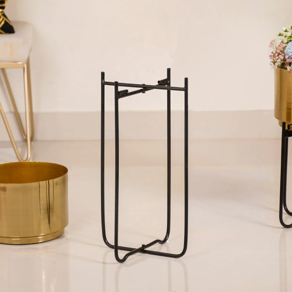 Luxe Metal Floor Planter With Stand Gold Set Of 2 - Image 15