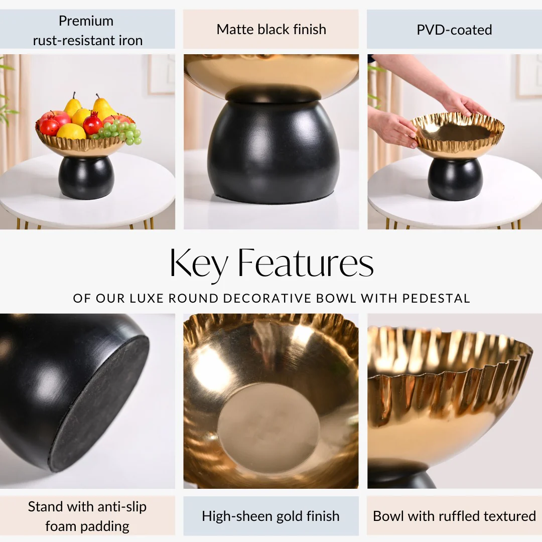 Luxe Round Decorative Bowl With Pedestal - Image 5