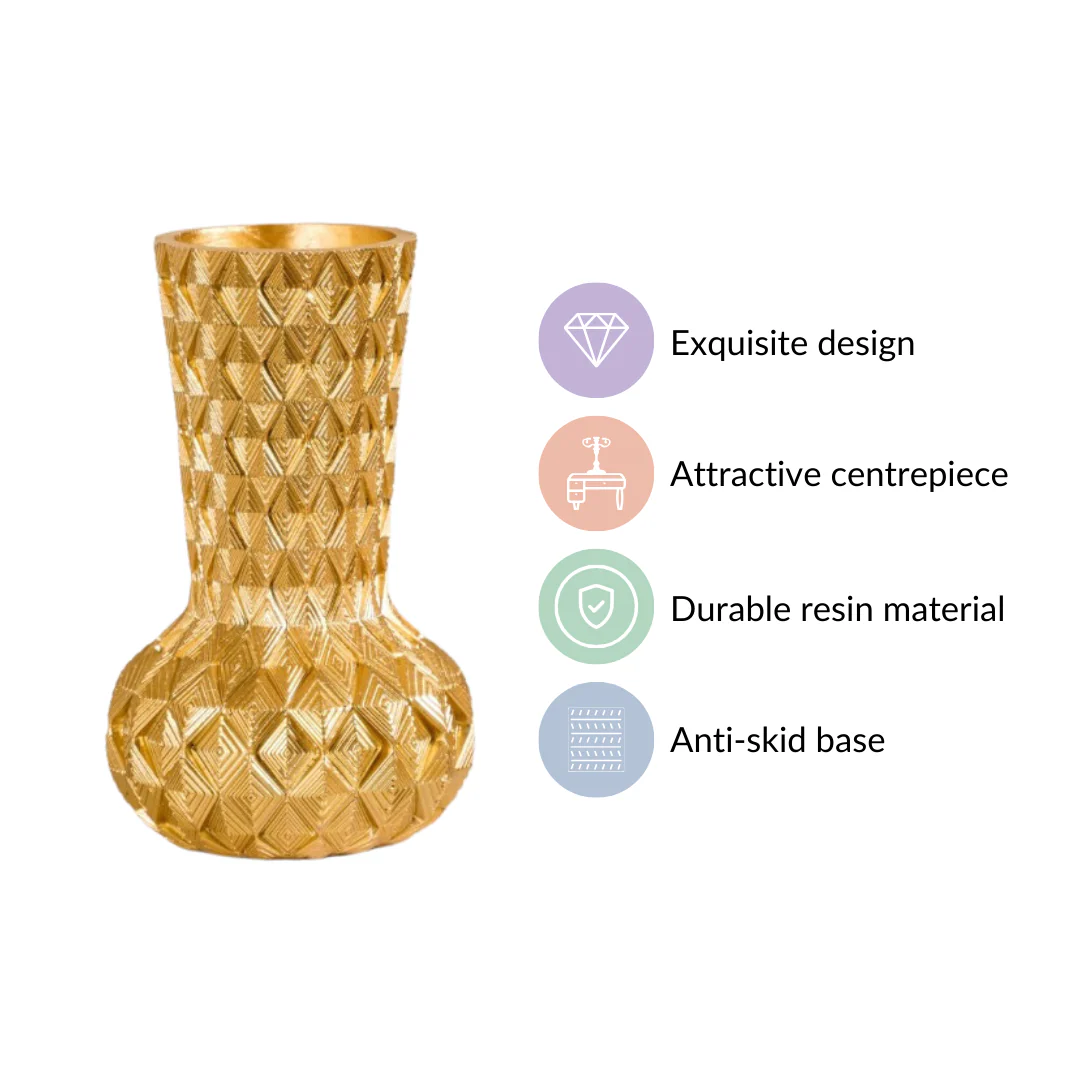 Luxe Textured Golden Flower Vase - Image 5