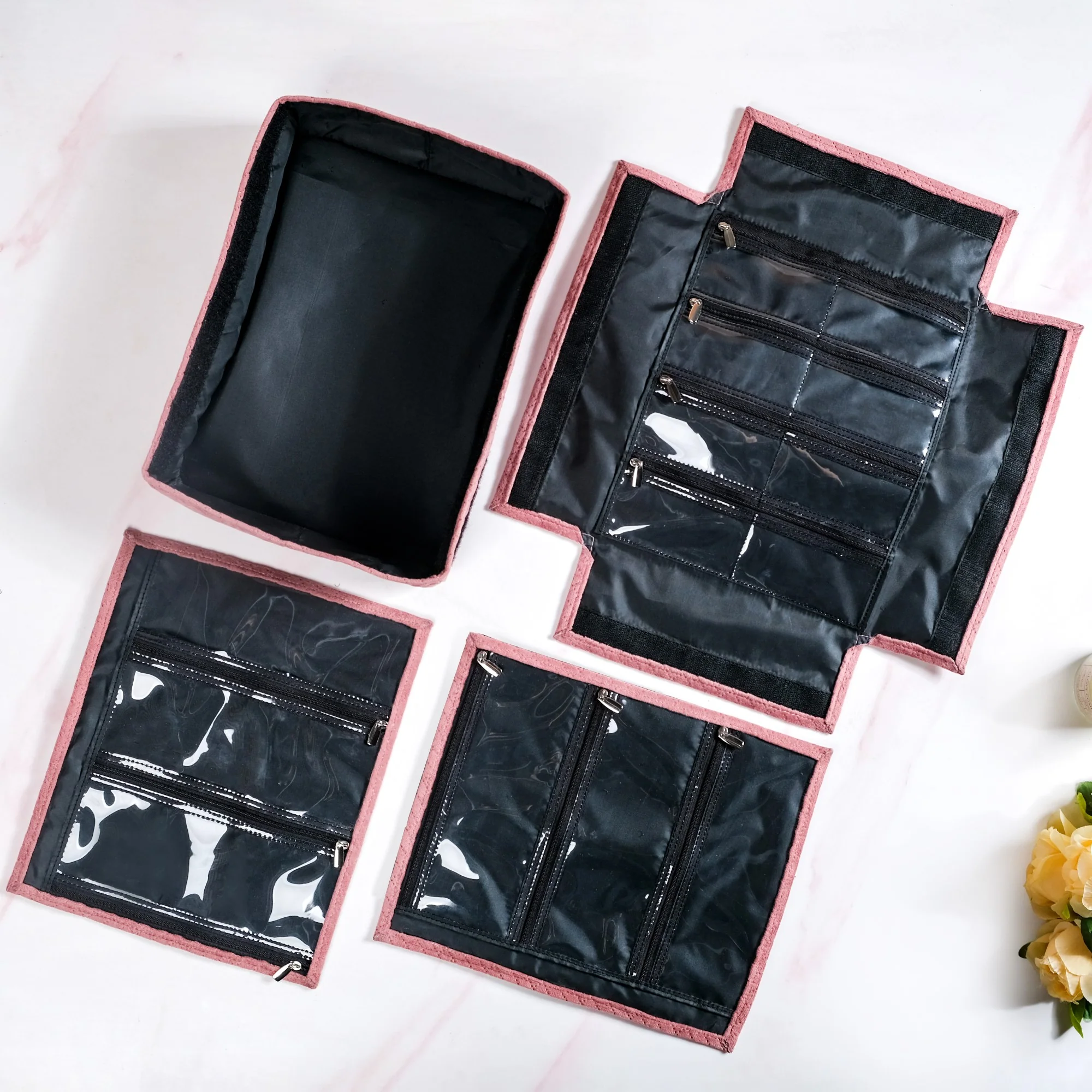 Luxe Velvet Jewellery Organiser Pink - Image 6