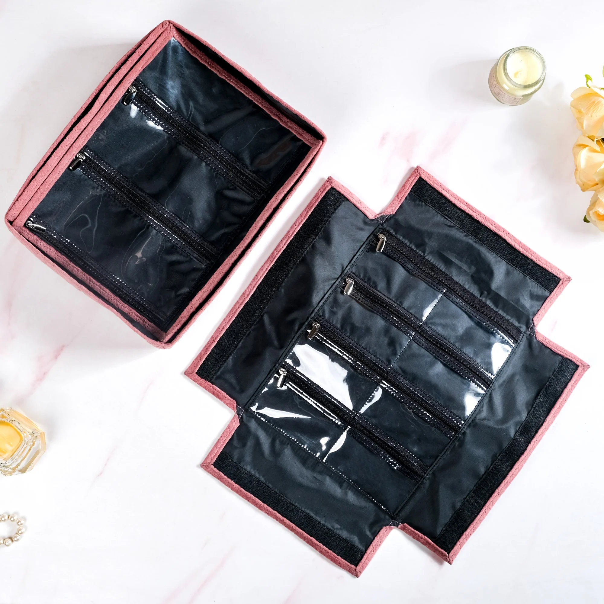 Luxe Velvet Jewellery Organiser Pink - Image 7