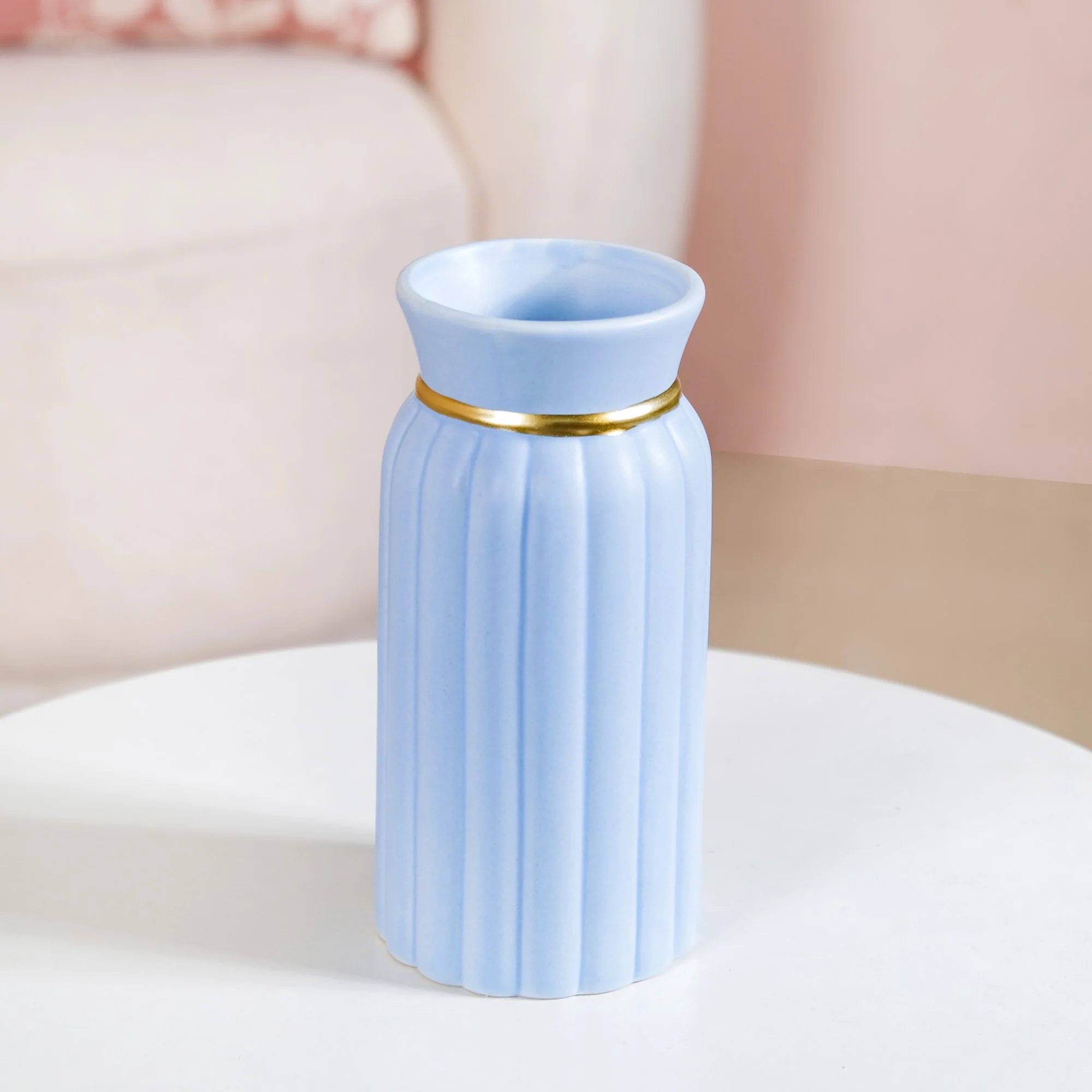 Luxurious Ceramic Vase Set Of 2 Pastel Blue - Image 12