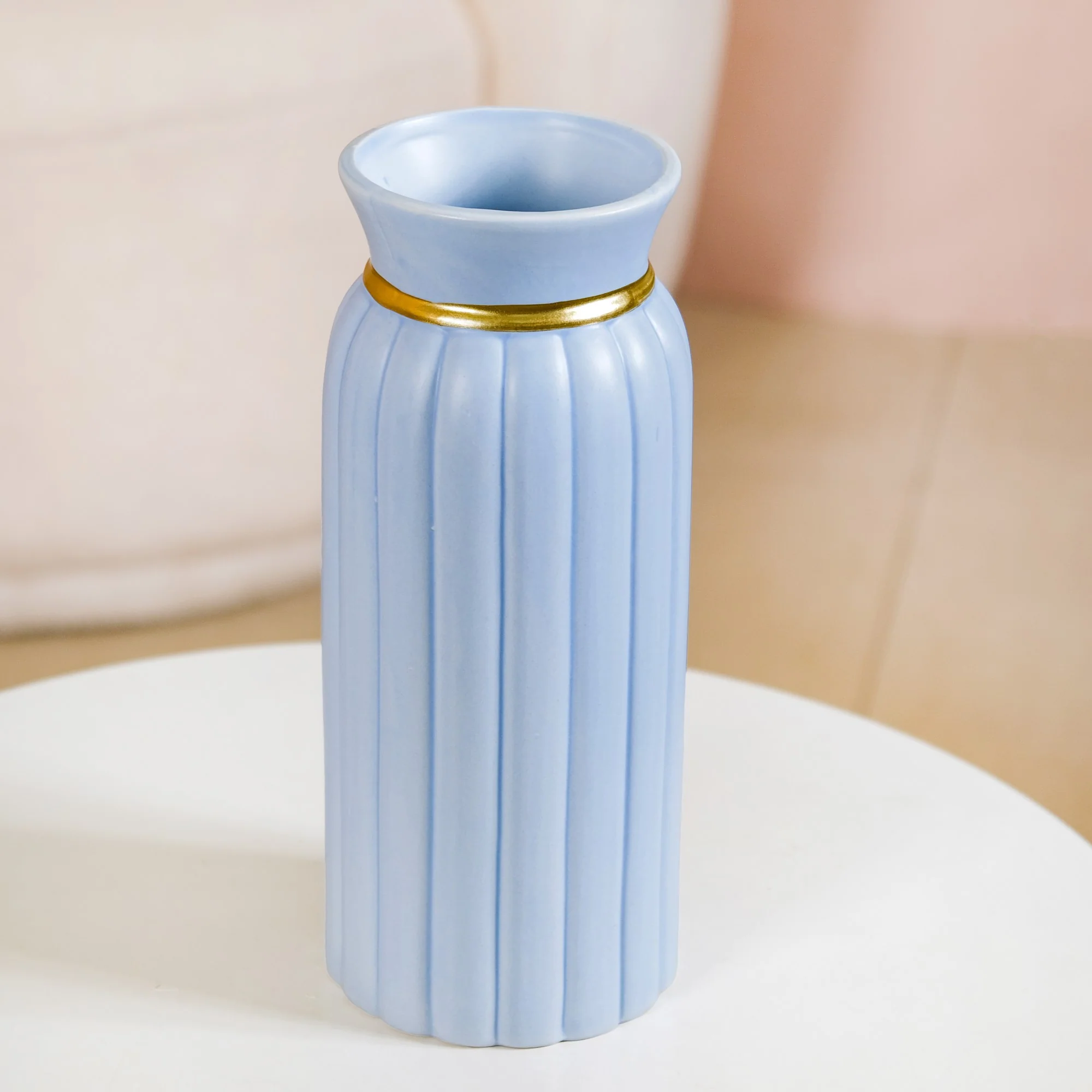 Luxurious Ceramic Vase Set Of 2 Pastel Blue - Image 9