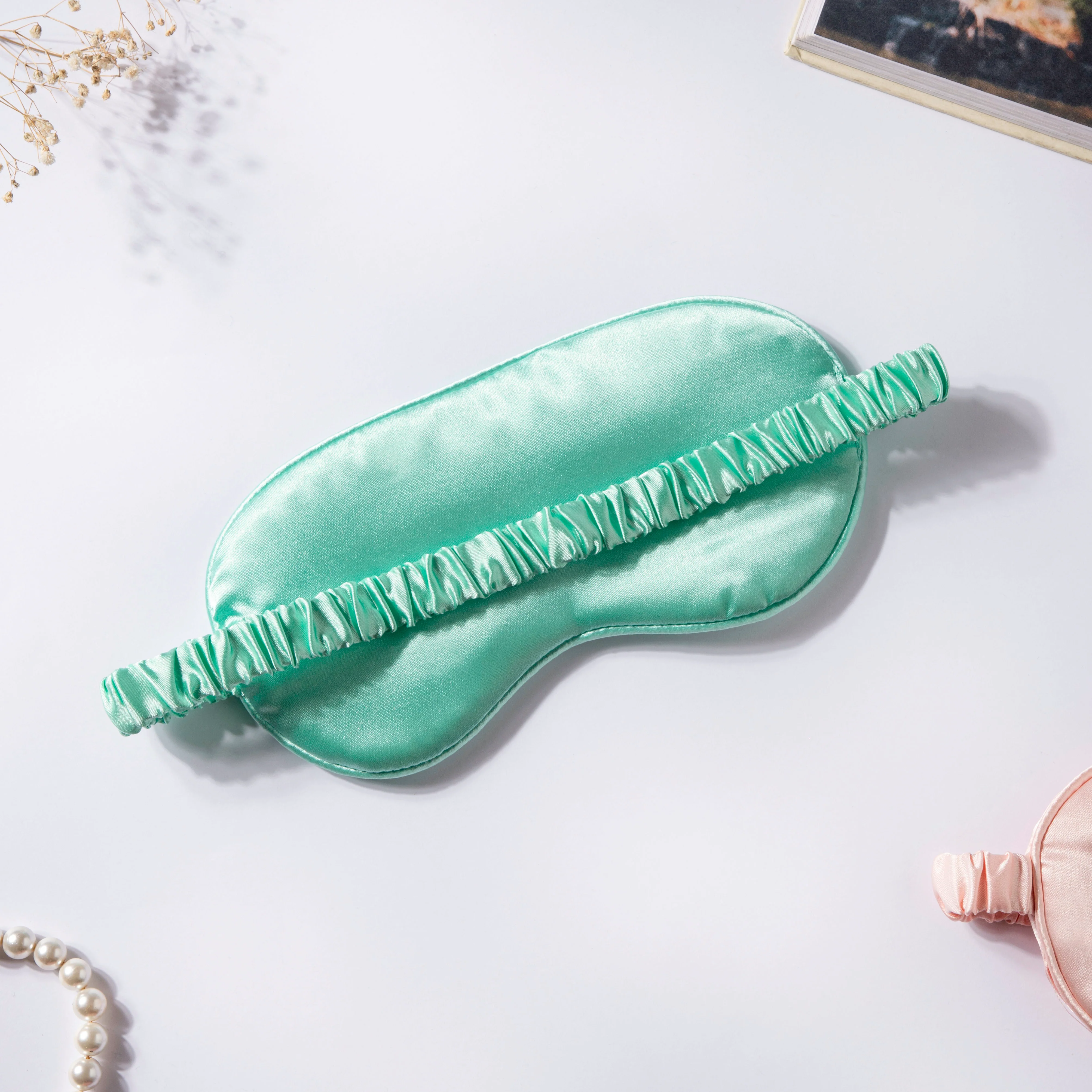 Luxury Sleep Satin Eye Mask Green - Image 3