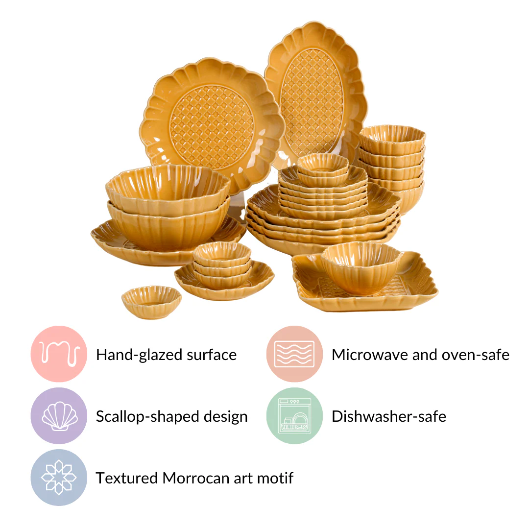 Luxury Texture 28 Piece Dinner Set For 6 Ochre Yellow - Image 5