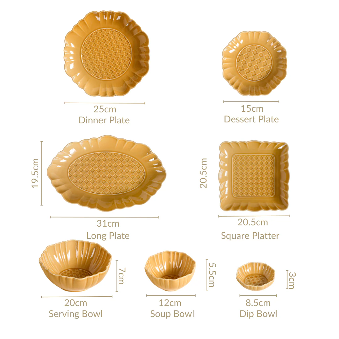 Luxury Texture 28 Piece Dinner Set For 6 Ochre Yellow - Image 8
