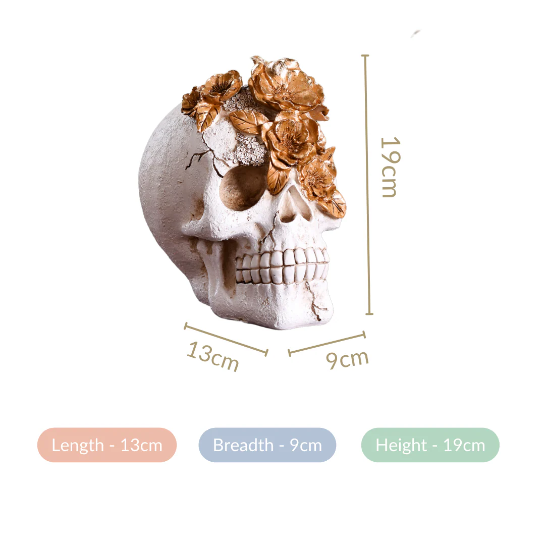 Macabre Skull And Flowers Showpiece For Home Decor - Image 5